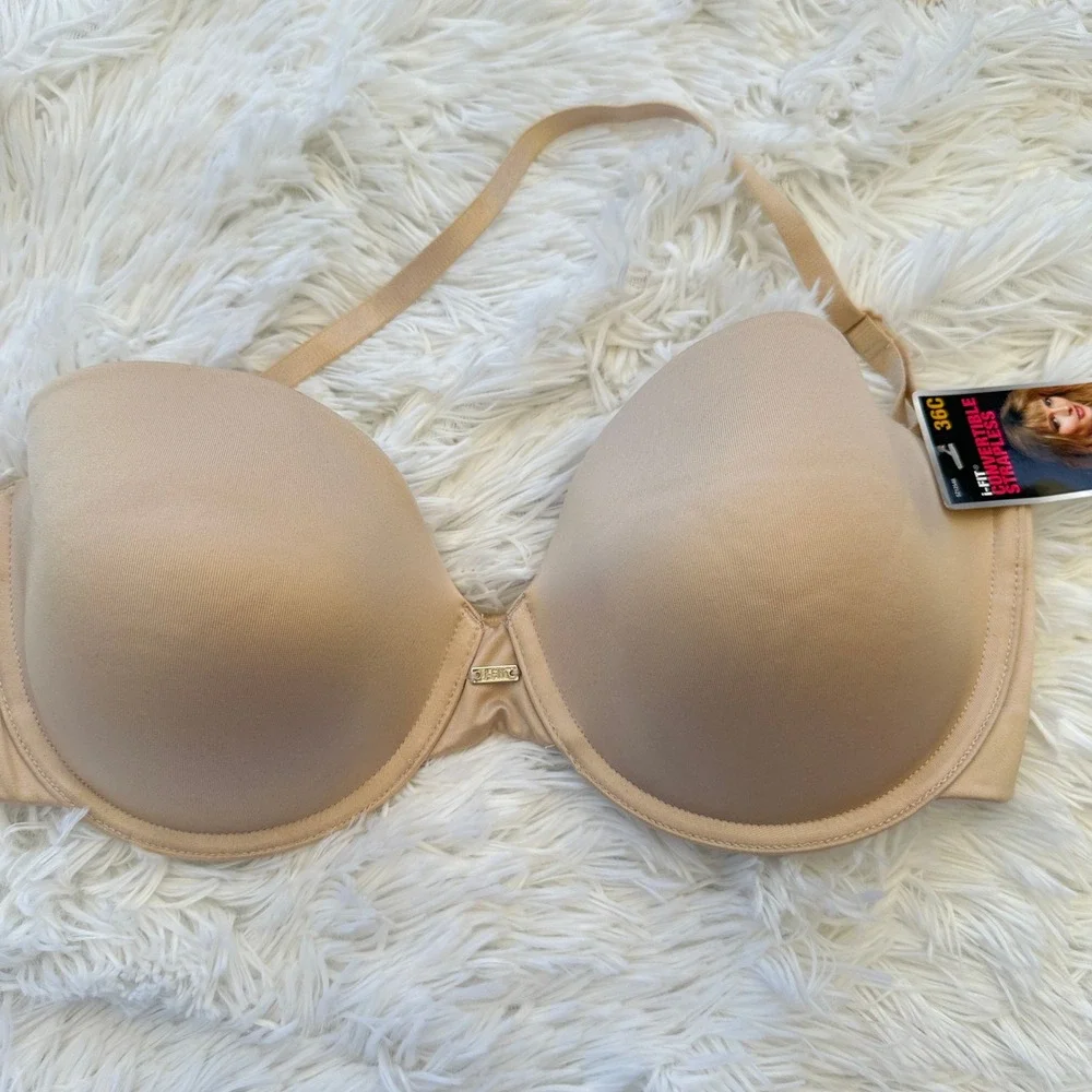 Maidenform Self Expressions Strapless Convertible‎ Bra I-Fit Beige Size 36C NWT